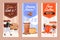 Happy hour for coffee flyers flat vector templates set