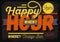 Happy Hour. New Vintage Headline Sign Design With A Banner Ribbon For Text. Vector Graphic.
