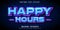 Happy hours text, neon style editable text effect