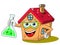 Happy house cartoon funny character chemist scientist cruet isolated