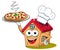 Happy house cartoon funny character cook chef pizza isolated