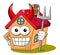 Happy house cartoon funny character devil trident isolated