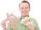Happy houseowner with money