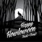 Happy howloween howling wolf and full moon