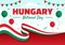 Happy Hungary National Day Vector Illustration on 15th of March with Hungary Flag in Flat Holiday Celebration Cartoon Background