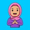 Happy Ied Fitr cute hijab girl character cartoon