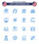 Happy Independence Day 16 Blues Icon Pack for Web and Print states; american; burger; parade; instrument