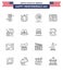 Happy Independence Day 16 Lines Icon Pack for Web and Print ink bottle; adobe; location; star; shield