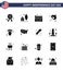 Happy Independence Day 16 Solid Glyphs Icon Pack for Web and Print thanksgiving; american; cinema; outdoor; fire