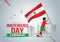 Happy independence day 22nd November. a boy running with Lebanon flag. vector illustration design