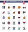 Happy Independence Day 25 Flat Filled Lines Icon Pack for Web and Print usa; glasses; badge; sunglasses; ball