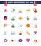 Happy Independence Day 25 Flats Icon Pack for Web and Print cap; meal; building; fast food; white
