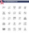 Happy Independence Day 25 Lines Icon Pack for Web and Print sign; police; usa; men; star