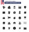 Happy Independence Day 25 Solid Glyph Icon Pack for Web and Print map; american; eat; usa; movis