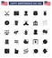 Happy Independence Day 25 Solid Glyph Icon Pack for Web and Print ring; security; day; american; sheild