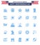 Happy Independence Day 4th July Set of 25 Blues American Pictograph of american; usa; star; tourism; golden