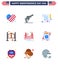 Happy Independence Day 9 Flats Icon Pack for Web and Print golden; bridge; paper; western; household