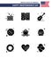 Happy Independence Day 9 Solid Glyphs Icon Pack for Web and Print mine; sports; star; ball; american