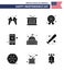 Happy Independence Day 9 Solid Glyphs Icon Pack for Web and Print place; mobile; holiday; smart phone; cell