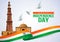 Happy independence Day Celebration, 15 august, Indian Flag and monument Qutub Minar. vector illustration