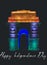 Happy Independence Day. Colorful India gate tricolor lighting with text Independence Day