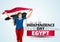 Happy independence day Egypt 23rd July, girl running with Egyptian flag. vector illustration. greeting card design. covid 19,