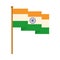 Happy independence day india, waving flag national insignia flat style icon