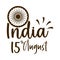 Happy independence day india, wheel and date typography silhouette style icon