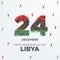 Happy Independence Day Libya. A large group of people form to create number 24.