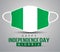 Happy independence day Nigeria. Nigerian flag with medical mask, use for printing. cvid19, corona virus concept