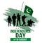 Happy independence day pakistan. vector illustration of pakistan army with flag