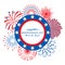 Happy Independence Day vector card with fireworks. 4th July banner template