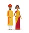 Happy Indian couple - cartoon people characters isolated illustration