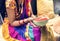 A happy Indian family spending snack time together