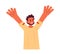 Happy indian man raising hand semi flat color vector character