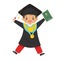 Happy Indonesia Student Boy Graduate from School Character Vector