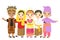 Happy Indonesian Children in Traditional Dress Cartoon Vector