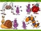 Happy insects set cartoon illustration