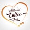 Happy International or National Coffee Day with hand lettering with aroma heart