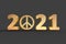 Happy International Year of Peace and Trust 2021 3D illustration in Golden color