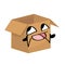 Happy  internet meme illustration of cardboard box