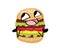 Happy  internet meme illustration of triple burger