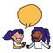 Happy interracial girls with speech bubble