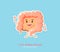 Happy intestines icon. Intestines cute character. Human organ intestines sticker design. Illustration for anatomy