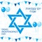 Happy Israel Independence Day greeting card, poster, flyer, invitation with the national colors and star, garland, flag