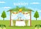 Happy Jewish Holiday Sukkot Hand Drawn Cartoon Flat Illustration with Sukkah, Etrog, Lulav, Arava, Hadas and Decoration Background