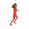 Happy Jogger Girl Running In Red Sportive Outfit, Part Of Women Different Lifestyles Collection
