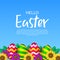 Happy joyful easter celebration with colorful decorative egg with flower blossom