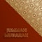 Happy Jummah Mubarak gold Arabic calligraphy with Beautiful Moon and Islamic Pattern design