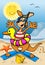 Happy Kangaroo Cartoon on the Beach